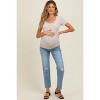 Pinkblush Light Blue Distressed Open Knee Ankle Straight Leg Maternity Jeans - 2 of 4