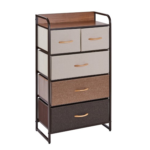 Decorative Modern Storage Chest Dresser With 5 Fabric Drawers
