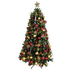 Evergreen 7.5' Tree with 250 LED Lights and 140 Ornaments and Storage Bag, Holiday Traditions - 1 of 3