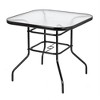 Outdoor Dining Table Easy to Assemble Weather-Proof Patio Garden Square Tempered Glass Table 80x80x70cm Black - 4 of 4