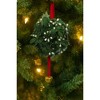 Kurt Adler Plastic Hanging Ornament, Mistletoe Ball with Red Ribbon & Gold Jingle Bell, 9" - 2 of 3