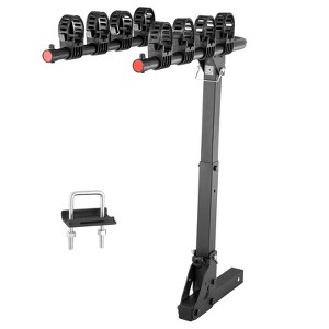 VEVOR Hitch Mount Bike Rack, 4-Bike Carrier Rack, 150 LBS Capacity Bike Rack Hitch for 2-inch Receiver,with No-Wobble U Bolt and Strap,Black - 1 of 4