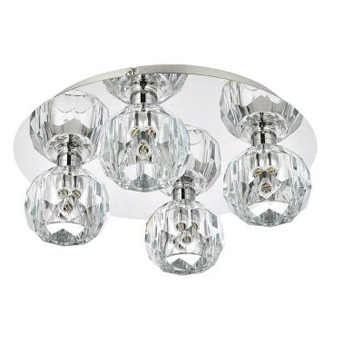 Modern Chrome Globe Ceiling Lamp with K9 Crystal Spheres