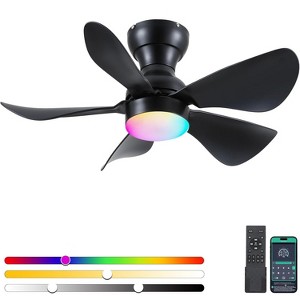 36 or 46 Inches Flush Mount Ceiling Fan with Light and Remote - 1 of 4