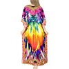 LA LEELA Women's Maxi Slit Dashiki Casual Caftan One Size Orange Abstract - 4 of 4