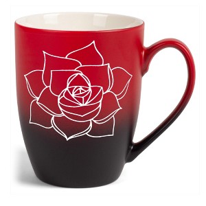 Elanze Designs Botanical Succulent Nature Coffee Cup Mug 12 Ounce Ceramic With Ombre Gradient Elegant Minimalist Echeveria Plant Silhouette Red and - 1 of 4