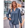 Women Boho Long Sleeve Shirts Dressy Casual v Neck Fall Fashion Tops Dot Flowy Blouses - 2 of 4