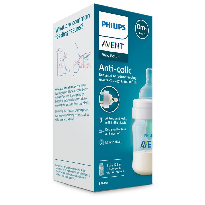 Philips Avent Anti-Colic Baby Bottle with AirFree Vent - Clear - 4oz, 4 of 17