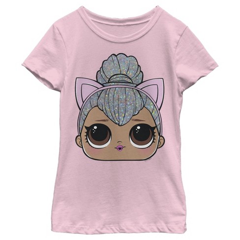 Girl s L.O.L Surprise Kitty Queen Cat Ears T Shirt Light Pink Large