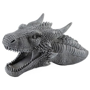 Esterno Dragon Garden Downspout Sculpture; Splash Block Anchor w/ Ramp for Downspout Extension - 1 of 4
