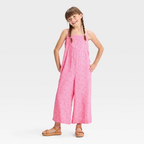 Girls' Floral Jumpsuit - Cat & Jack™ Pink Xl Plus : Target