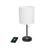 Creekwood Home Oslo 19.5" USB Port Feature Metal Table Desk Lamp in White with Feit LED (Includes LED Light Bulb) Black - 2 of 4