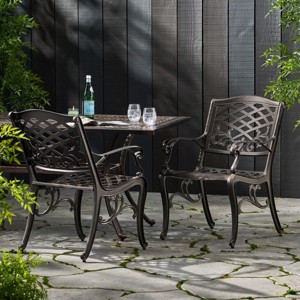 Outdoor Arched Aluminum Dining Chairs Set of 2,Weather-Resistant Mesh Patio Dining Chair,Lounge Arm Chairs for Deck or Backyard-Cuddlewood - 1 of 4