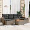 vidaXL 7 Piece Patio Sofa Set with Cushions Gray Poly Rattan - 2 of 4