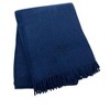 HomeRoots 55" X 70" Navy Blue Cotton Blend Waffle Weave Throw Blanket with Fringe - 4 of 4