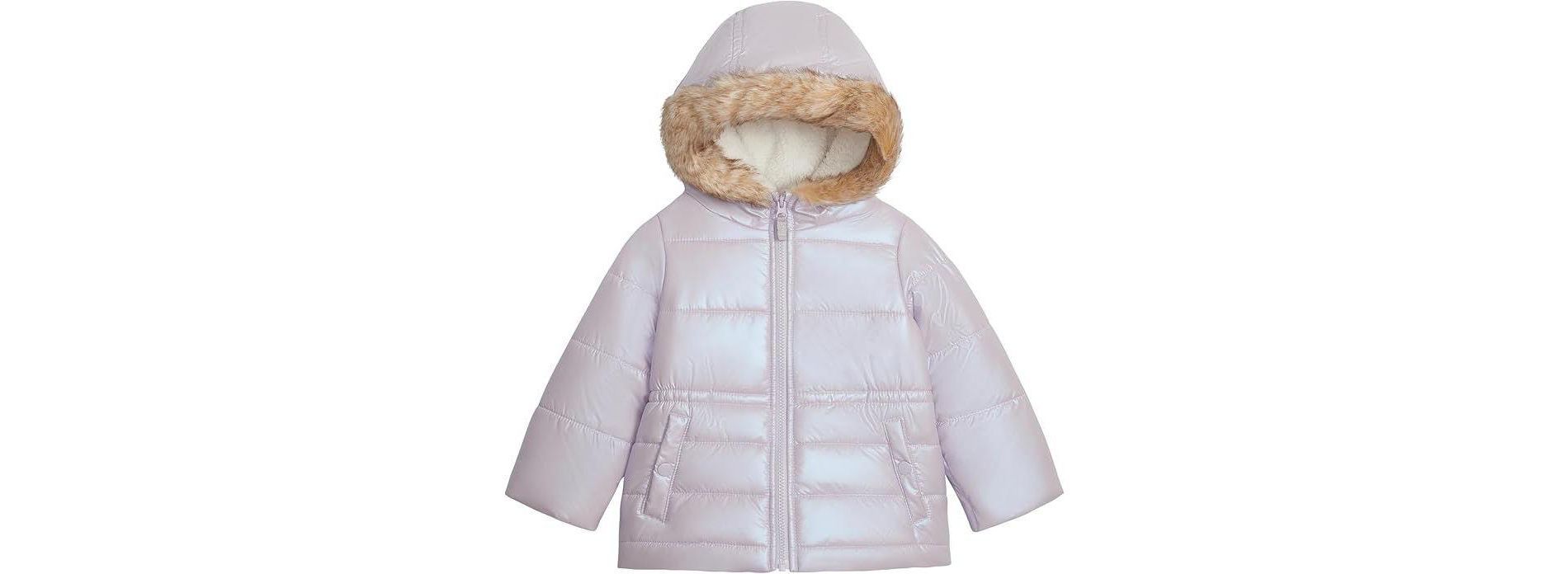 OSHKOSH B'GOSH Girls' Classic Heavyweight Parka with Faux Fur Hood, Lilac, Size 2T