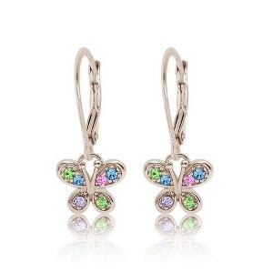 Chanteur Hypoallergenic Kids Jewelry Accessories Butterfly CZ Stud Earring White Gold Palladium Plating leverback is made from 925 Sterling silver - 1 of 1