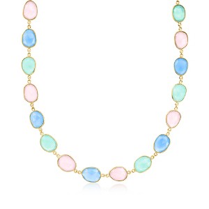 Ross-Simons Pink and Tonal Blue Chalcedony Necklace in 18kt Gold Over Sterling - 1 of 3