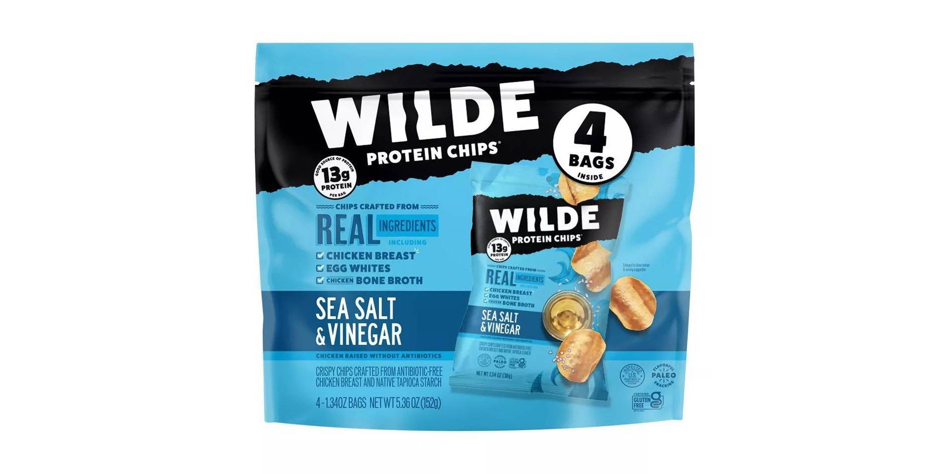 WILDE 13g Protein Chips - Sea Salt & Vinegar - 4ct
