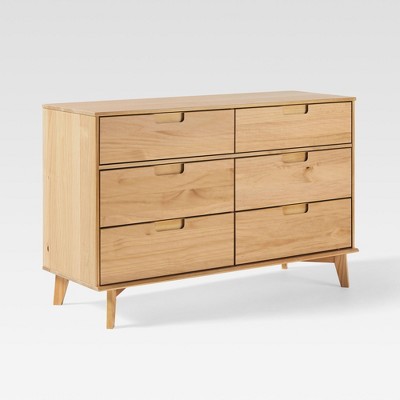 Saracina Home Mid Century Modern Groove Wood 6 Drawer Dresser