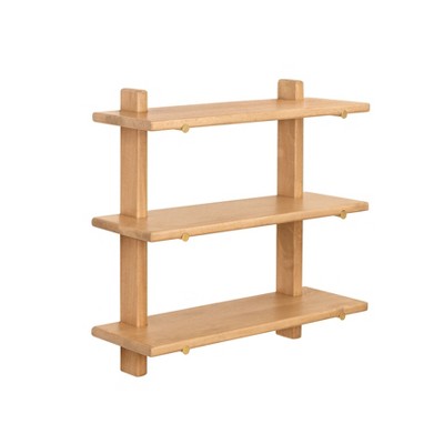 MH London Oliver 24" Mango Wood Wall Mounted Shelves in Blonde Natural & Gold