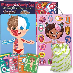 QUOKKA Magnetic Puzzles for Kids – Montessori Puzzles for Toddlers 3-5 – Preschool Game Learning Human Body Parts Anatomy Skeleton - 1 of 4