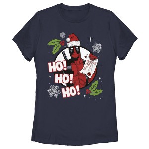 Women's Marvel Deadpool Santa Naughty List Holiday T-Shirt - 1 of 4