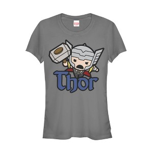 Juniors Womens Marvel Cartoon Kawaii Thor T-Shirt - 1 of 3