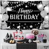 KatchOn, Happy Birthday Banner Black and Silver - 72x44 Inch |Happy Birthday Backdrop Men for Black Decorations - 3 of 4
