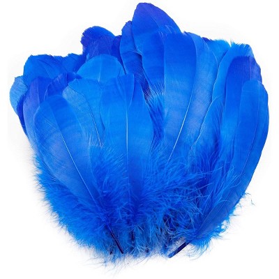 Bright Creations 100 Pieces Royal Blue Goose Feathers for Art and Crafts, Costumes, Decorations (6-8 in)