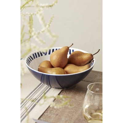 Navy and White Porcelain 12-Piece Geometric Dinnerware Set