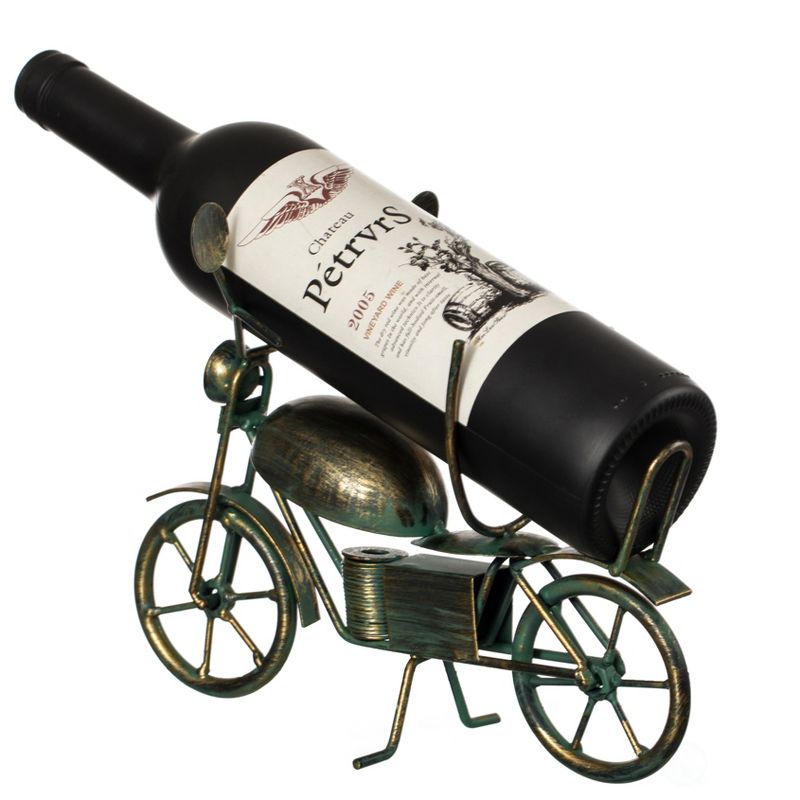 Vintiquewise Metal Figurine Motorcycle Shaped Vintage Wine Single Bottle Holder Stand Rack, 1 of 8