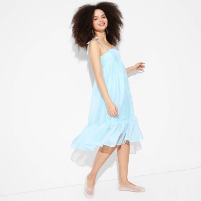 Women's Organza Midi Babydoll Dress - Wild Fable™ Light Blue L