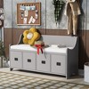 Multifunctional Wooden Shoe Organizer Bench，Removable Cushion, with 4 Storage Drawers and Backrest - 3 of 4