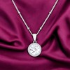 Slickblue Fashion Round CZ Halo Pendant Necklace – Rhodium Plated, 18” Adjustable Chain, Clear/Blue-Green Option - 2 of 3