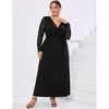 Plus Size Formal Maxi Dress for Curvy Women Wrap V Neck Dress Wedding Guest Dresses Lace Long Sleeve Fall Dress - 2 of 4