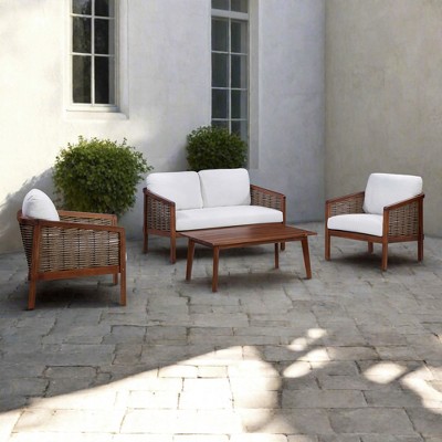 Seats with Cushion & Acacia Wood Frames Outdoor Conversation Set