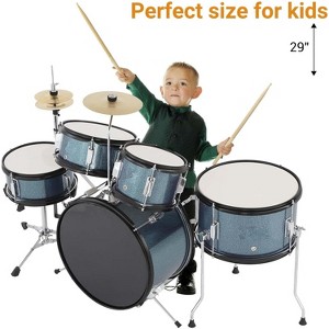 5Pcs Kids Drum Set for Beginner Music Learning & Practice, Junior Percussion Kit With Bass Drum, Tom, Snare Drum, Hi-Hat, Cymbal & Drum Pedal - 1 of 4