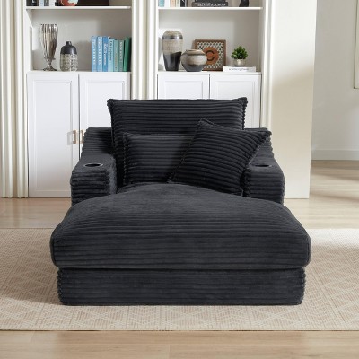 Dolonm 47 in. Modern Lounge Chair Sofa, Foam & Spring Cushioned with Cup Holders & Storage, for Living Room & Office