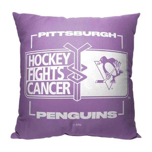 NHL Pittsburgh Penguins Hockey Fights Cancer Fight For Throw Pillow 18x18 Inches - 1 of 4