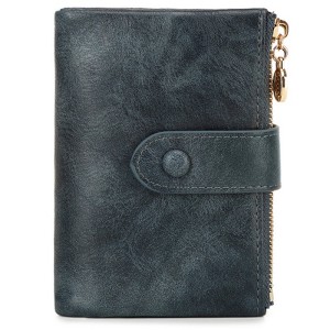 BEAFUP Small Wallets for Women,Leather RFID Blocking Bifold Double Zipper Pockets Wallet Card Case Purse with 2 ID Windows - 1 of 4