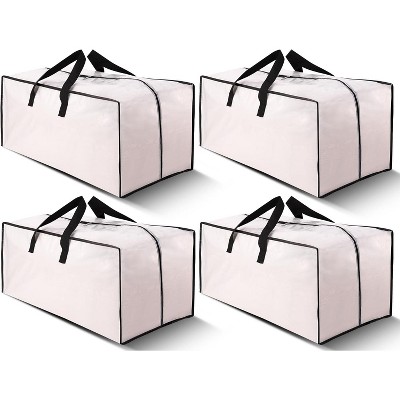 4 Pack Heavy Duty Extra Large Moving Bags with Backpack Straps - Strong Handles & Zippers, Storage Totes  (X-Large-Set of 4, Clear