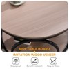 Bekrvio 31.5" 2 Tier Industrial Round Coffee Table, Modern Round Wood Coffee Table with Sturdy Circle Metal Frame for Living Room, Walnut - 3 of 4