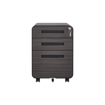 TIRAMISUBEST 3-Drawer Locking File Cabinet on Wheels - Mobile Under Desk Storage for Legal/Letter/A4 Files, Black Steel Finish with 5 Casters