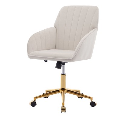 NicBex Adjustable Height Ergonomic Home Office Chair with Golden Metal Base and Wheels for Work Study Vanity,Bedroom