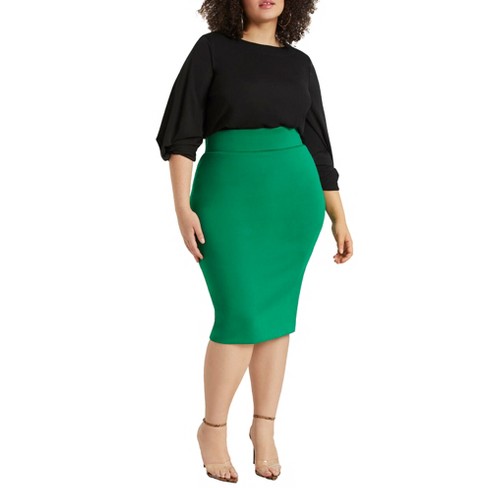 Eloquii Women's Plus Size Neoprene Pencil Skirt, 26 - Emerald : Target
