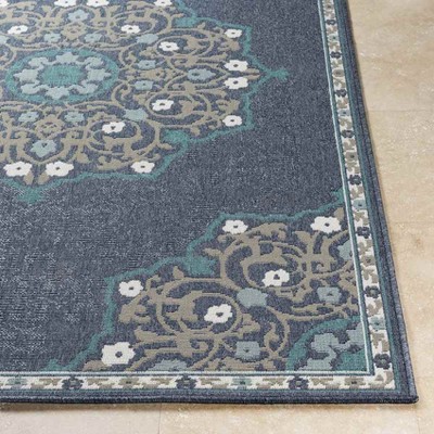 Navy and Beige Wool Traditional Runner Rug 2'5" x 11'10"