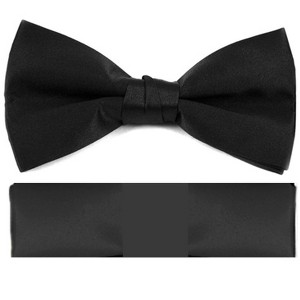 New Boy's Solid Pre Tied Bow Tie and Hanky Set - 1 of 4