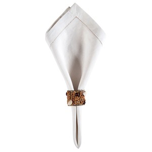 Gallerie II Natural Wood Beaded Napkin Ring Set of 6 - 1 of 4