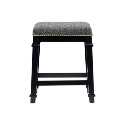 Kennedy Black Wood and Tweed Backless Counter Stool